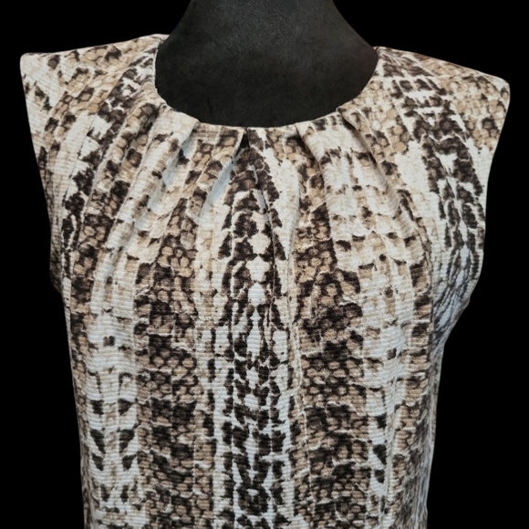 Dana Buchman Size 10Animal Print Brown and Cream Sleeveless Dress No Belt - Picture 9 of 11